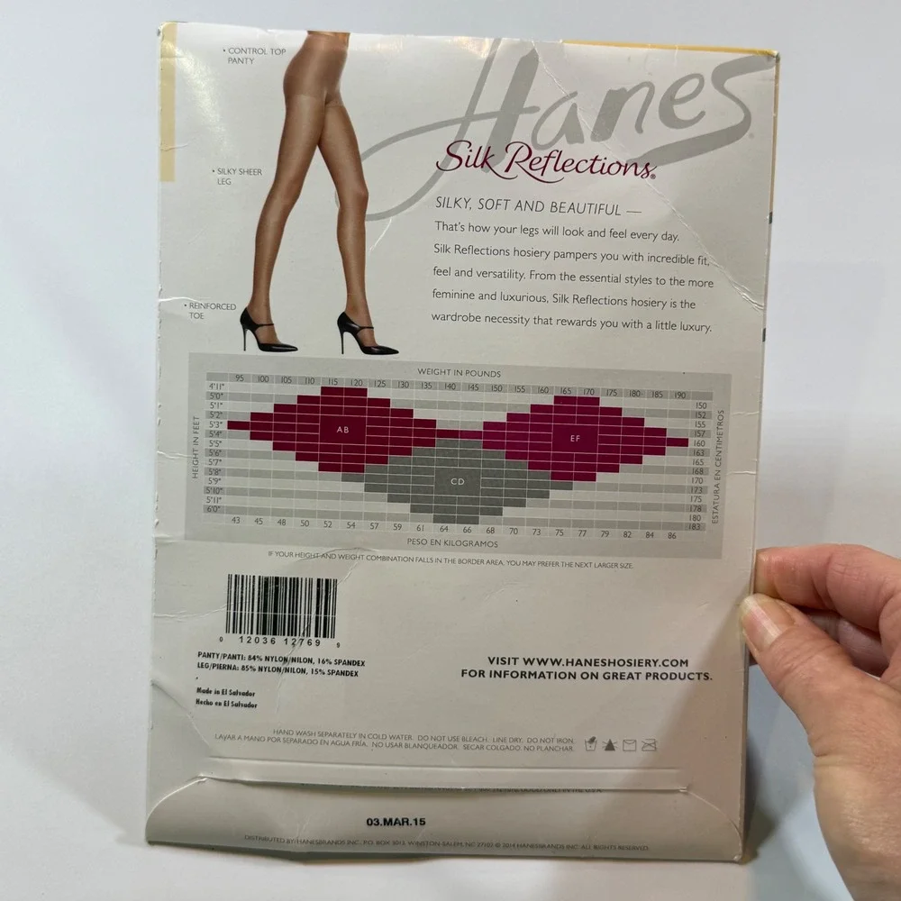 Hanes Silk‎ Reflections Pantyhose Style #718 AB Barely Black Silky Sheer Control